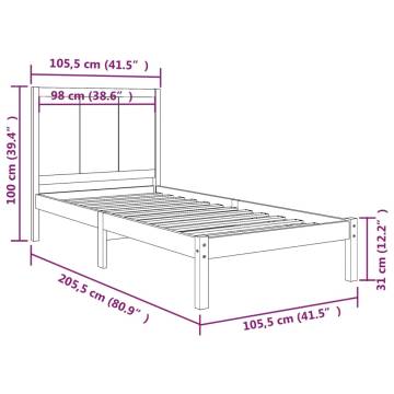 Solid Wood Pine Bed Frame 100x200 cm | Modern Bedroom Furniture