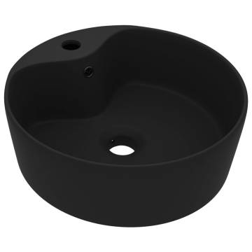 Luxury Matt Black Wash Basin 36x13 cm - Chic Ceramic Design