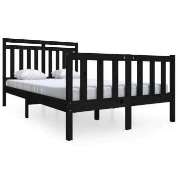 Black Solid Wood Bed Frame 140x200 cm | Hipo Market