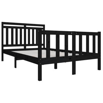 Black Solid Wood Bed Frame 140x200 cm | Hipo Market