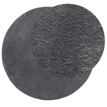 Soft Washable Anthracite Rug HUARTE Ø 80 cm for Cozy Living Space