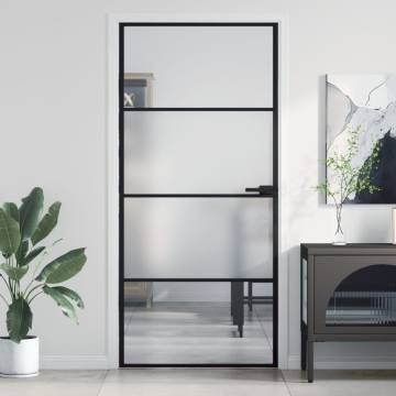 Interior Door Slim Black 93x201.5 cm - Tempered Glass & Aluminium