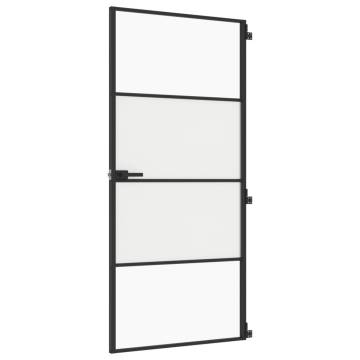 Interior Door Slim Black 93x201.5 cm - Tempered Glass & Aluminium