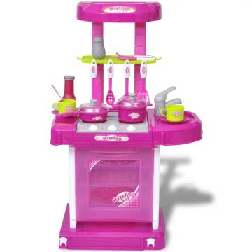 Kids Playroom Toy Kitchen with Lights & Sounds - Pink