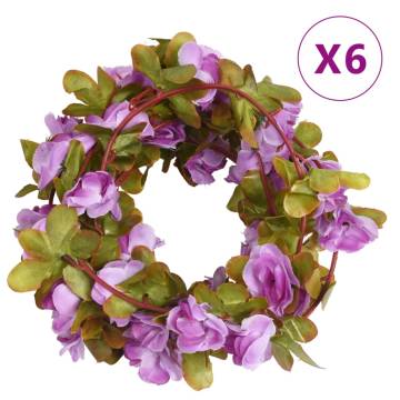 Light Purple Artificial Flower Garlands - 6 Pcs | 250 cm