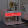 Stylish Bedside Cabinet & LED Lights - High Gloss White 2 pcs