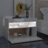 Stylish Bedside Cabinet & LED Lights - High Gloss White 2 pcs