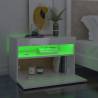 Stylish Bedside Cabinet & LED Lights - High Gloss White 2 pcs