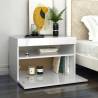 Stylish Bedside Cabinet & LED Lights - High Gloss White 2 pcs