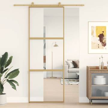 Sliding Door Gold 76x205 cm - Clear ESG Glass & Aluminium