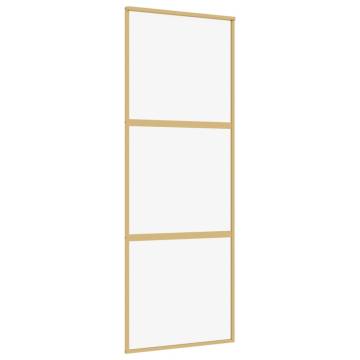 Sliding Door Gold 76x205 cm - Clear ESG Glass & Aluminium