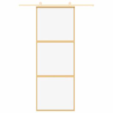 Sliding Door Gold 76x205 cm - Clear ESG Glass & Aluminium