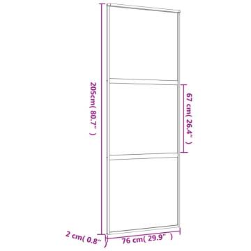 Sliding Door Gold 76x205 cm - Clear ESG Glass & Aluminium