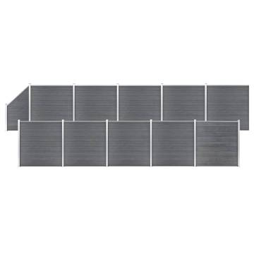 WPC Fence Set - 10 Square + 1 Slanted - Grey 1830x186 cm