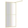 Walk-in Shower Wall with Clear ESG Glass Gold 100x195 cm