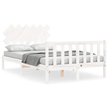 White Bed Frame with Headboard - 120x200 cm Solid Wood