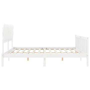 White Bed Frame with Headboard - 120x200 cm Solid Wood