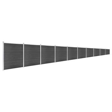 WPC Fence Panel Set 1737x186 cm Black - Durable & Stylish