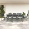 Elegant 9 Piece Garden Dining Set - Black Steel & Textilene