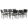 Elegant 9 Piece Garden Dining Set - Black Steel & Textilene