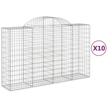 Arched Gabion Baskets - 10 pcs Galvanised Iron 200x50x120 cm