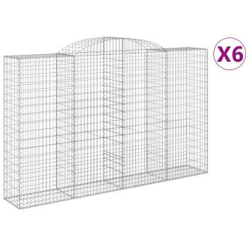 Arched Gabion Baskets - 6 pcs Galvanised Iron | HipoMarket