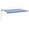 Manual Retractable Awning with LED - 500x350 cm Blue & White