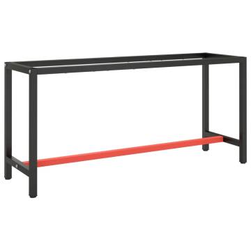 Durable Work Bench Frame in Matte Black & Red - 170x50x79 cm