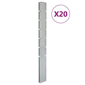 Garden Fence Posts 20 pcs Silver 180 cm Galvanised Steel