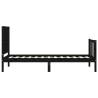 Black Single Bed Frame with Headboard - Solid Pine Wood