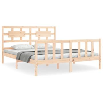 King Size Solid Wood Bed Frame with Headboard - Hipo Market