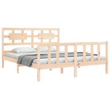 King Size Solid Wood Bed Frame with Headboard - Hipo Market