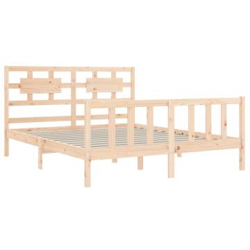 King Size Solid Wood Bed Frame with Headboard - Hipo Market