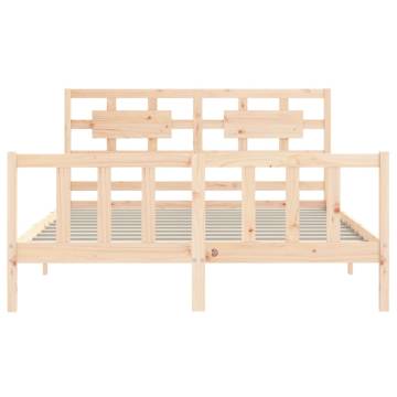 King Size Solid Wood Bed Frame with Headboard - Hipo Market