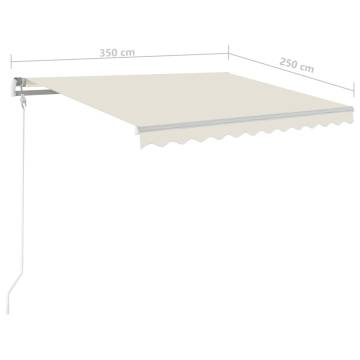 Manual Retractable Awning 3.5x2.5m Cream - UV Protection