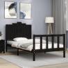 Bed Frame with Headboard Black 100x200 cm Solid Wood Colour black Size 100 x 200 cm 