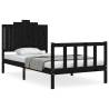 Black Solid Wood Bed Frame with Headboard - 100x200 cm