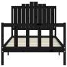 Black Solid Wood Bed Frame with Headboard - 100x200 cm