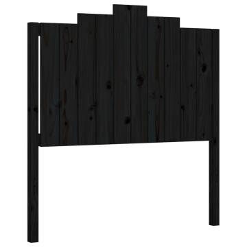 Black Solid Wood Bed Frame with Headboard - 100x200 cm