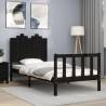 Bed Frame with Headboard Black 90x190 cm Single Solid Wood Colour black Size 90 x 190 cm 