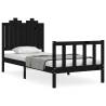 Stylish Black Bed Frame with Headboard - 90x190 cm Single