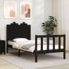 Stylish Black Bed Frame with Headboard - 90x190 cm Single