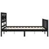 Black Bed Frame with Headboard - 140x190cm Solid Wood