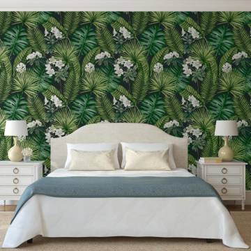 DUTCH WALLCOVERINGS Eden Wallpaper - Black & Dark Green