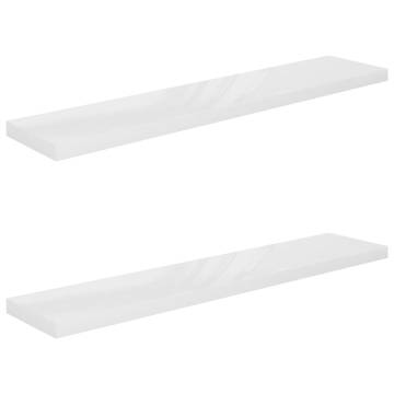 Stylish Floating Wall Shelves - High Gloss White, 2 pcs