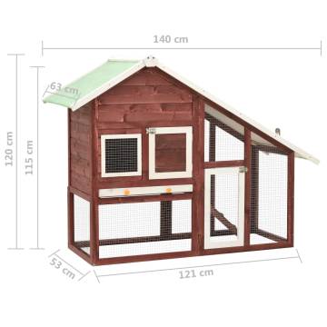 Rabbit Hutch Mocha & White - Durable Firwood - 140x63x120 cm