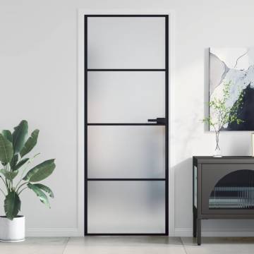 Interior Door Slim Black 76x201.5 cm | Tempered Glass & Aluminium