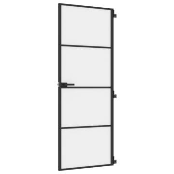 Interior Door Slim Black 76x201.5 cm | Tempered Glass & Aluminium