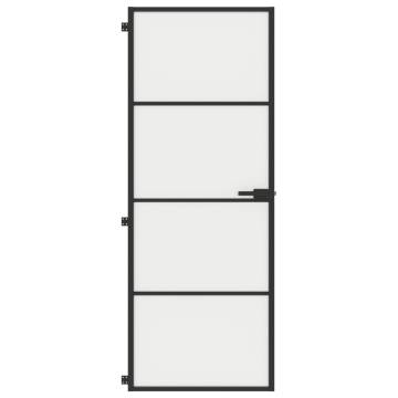 Interior Door Slim Black 76x201.5 cm | Tempered Glass & Aluminium