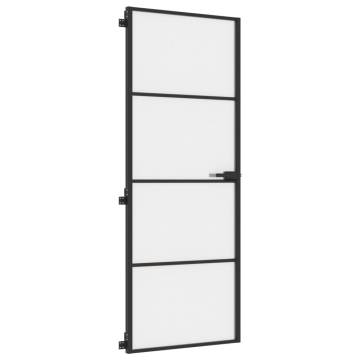 Interior Door Slim Black 76x201.5 cm | Tempered Glass & Aluminium